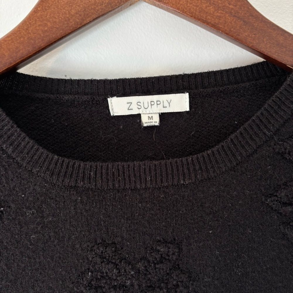 Z Supply Black Textured Sweater Dress Size M Long Sleeve Soft Knit - Picture 5 of 8